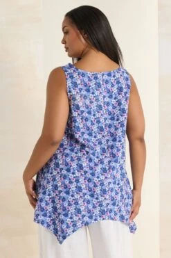 YOURS - Top Violet Floral Ourlet Asymétrique Roulanté -Evans Boutique c1ae18d5 1be1 4b 174938 C