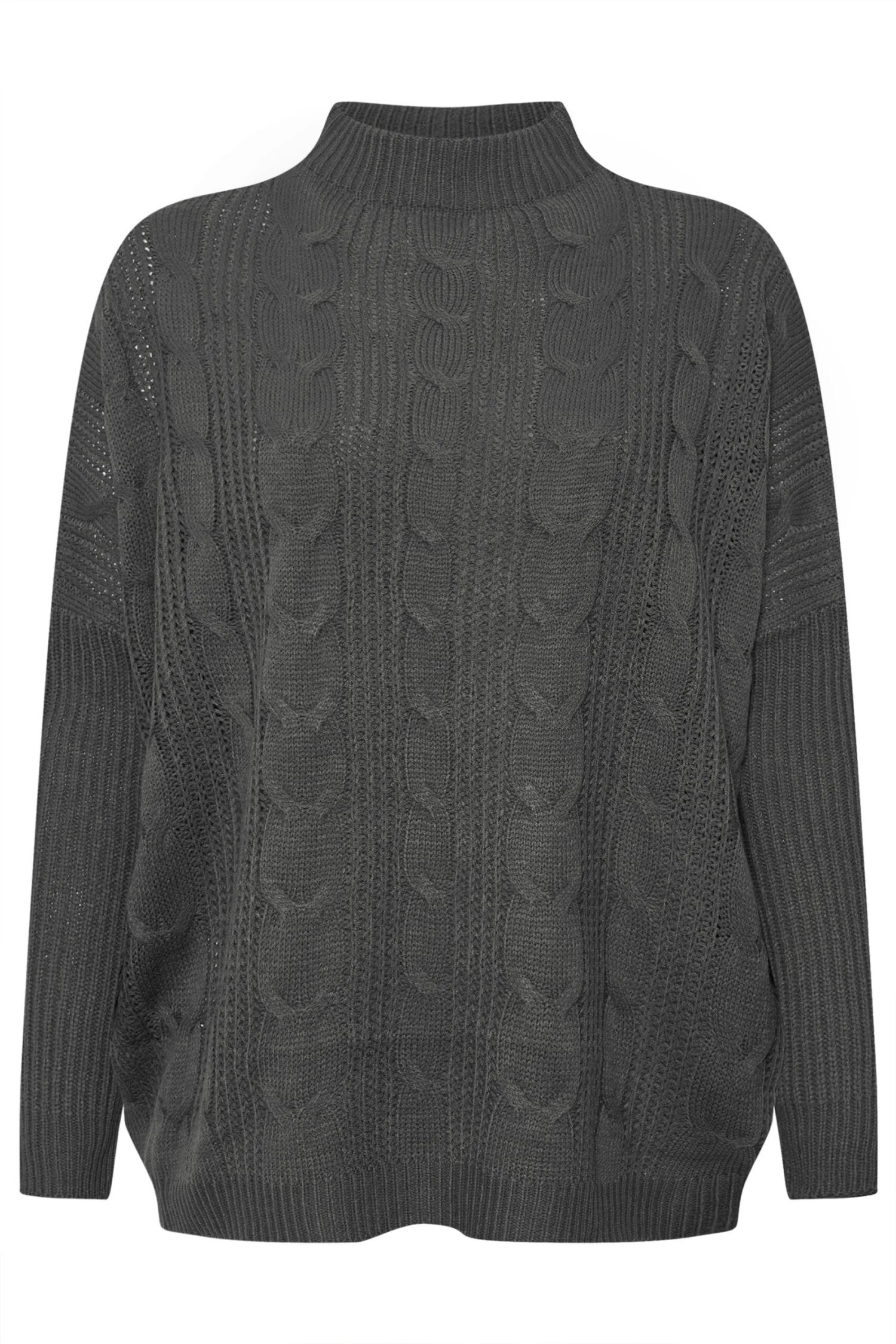 YOURS - Pull Gris Charbonneux Oversize En Maille Tressée 7 YOURS - Pull Gris Charbonneux Oversize En Maille Tressée – Image 5