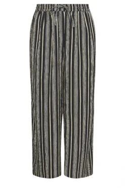 YOURS - Pantalon Wide Leg Noir à Rayures Texturé -Evans Boutique c1ee2ca8 b0e9 4f 310109 X
