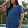 BUMP IT UP MATERNITY - Top Bleu Marine Coton Doux Smocké Plissé -Evans Boutique c1fa36cf 229c 4c 158460 L1