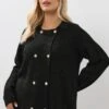 YOURS Curve Cardigan Noir à Double Boutonnage -Evans Boutique c2015006 4f8b 41 280677 A