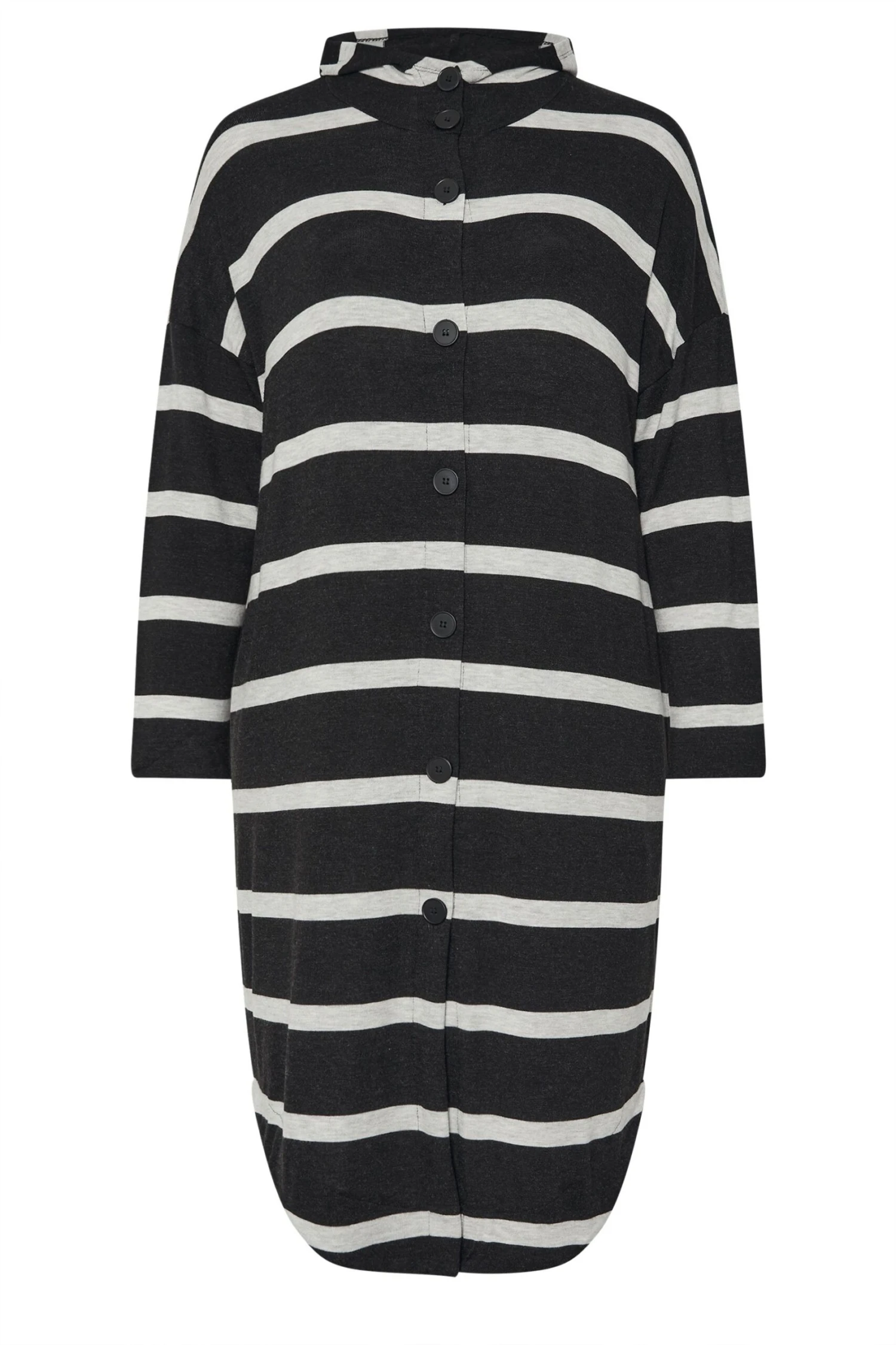 YOURS Curve Maxi Cardigan à Capuche à Rayures Noires 7 YOURS Curve Maxi Cardigan à Capuche à Rayures Noires – Image 5