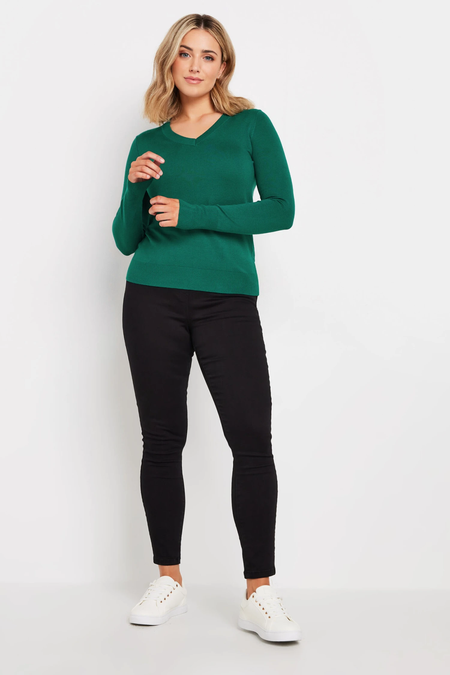 M&Co Teal Green Long Sleeve V-Neck Jumper 4 M&Co Teal Green Long Sleeve V-Neck Jumper – Image 2