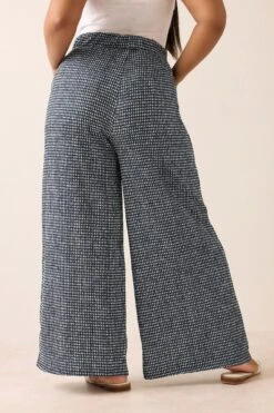 YOURS - Pantalon Noir Wide Leg Plissé Petits Carreaux -Evans Boutique c248a8a3 fecb 4c 310190 C