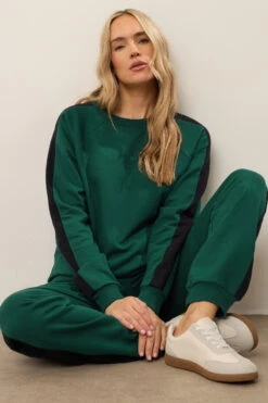 LTS Tall Green Colour Block Sweatshirt