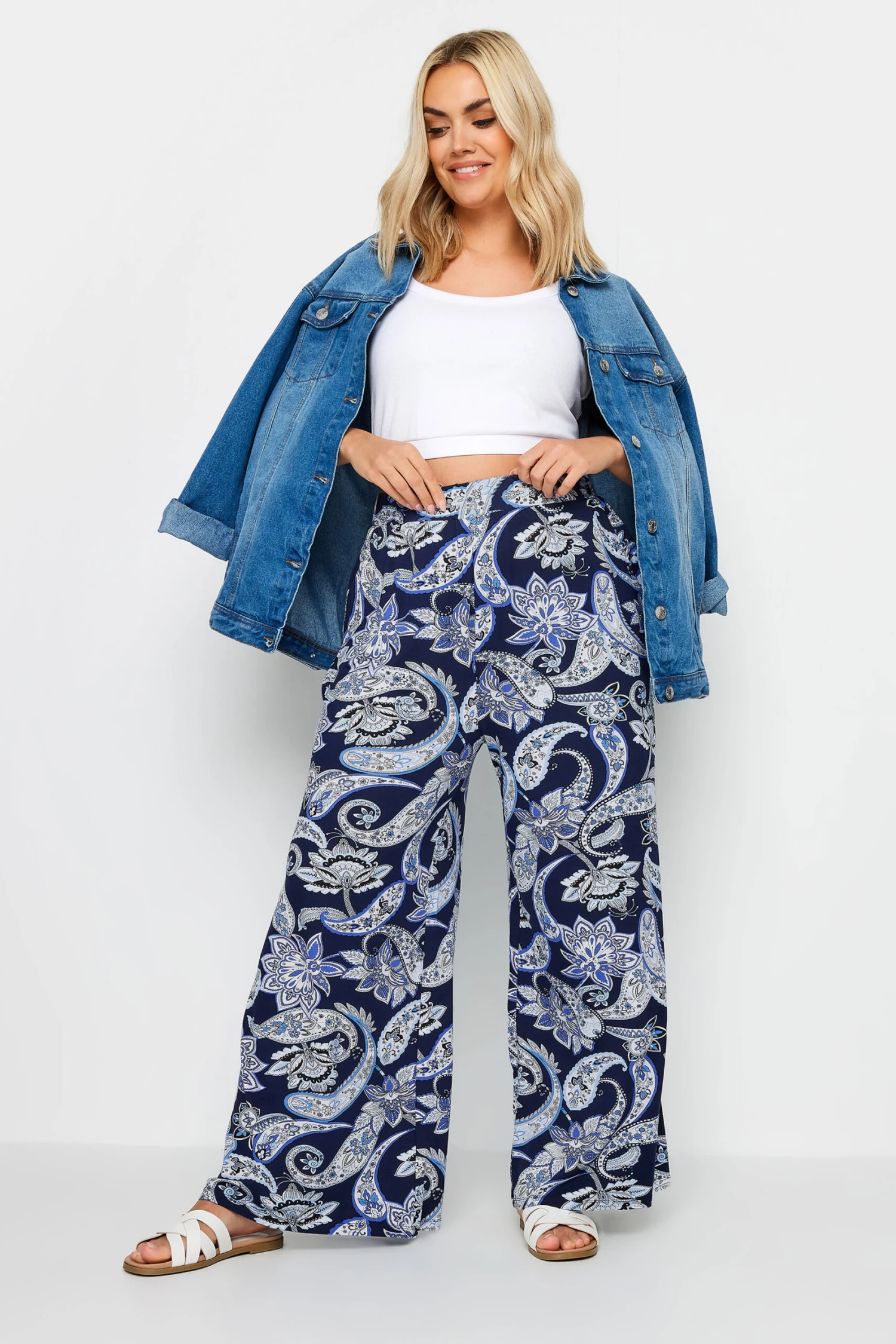 YOURS - Pantalon Bleu Paisley Stretch Wide Leg 4 YOURS - Pantalon Bleu Paisley Stretch Wide Leg – Image 2