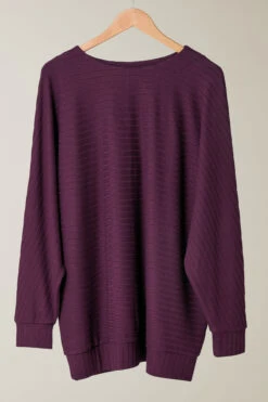 EVANS Curve Burgundy Red Ribbed Soft Touch Jumper -Evans Boutique c2a41aaa e2e3 4d 615965 P