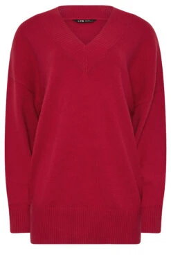 LTS Tall Red Wool V-Neck Jumper 11 LTS Tall Red Wool V-Neck Jumper -Evans Boutique c2d2bae4 efe6 44 356076 X
