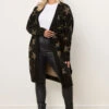 YOURS Curve Cardigan Midi Noir à Imprimé Léopard Et étoiles -Evans Boutique c3071502 d224 43 280867 A
