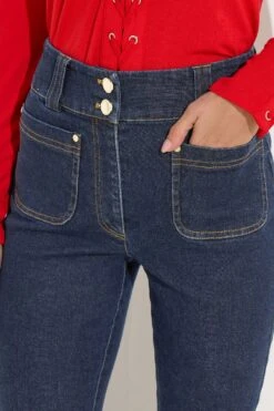 STAR Blue Denim Kick Flare Jeans 15 STAR Blue Denim Kick Flare Jeans -Evans Boutique c30d3c53 9b80 4e 110785 D