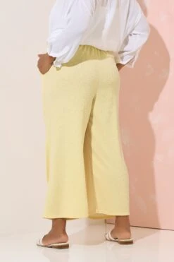 YOURS - Pantalon Jupe-Culotte Jaune Texturé à Poches 9 YOURS - Pantalon Jupe-Culotte Jaune Texturé à Poches -Evans Boutique c3227232 5758 4c 145346 C