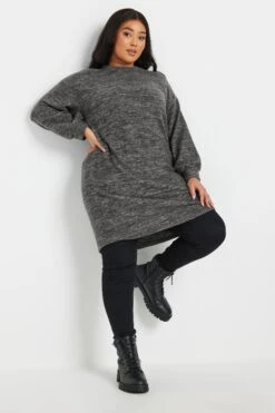 YOURS Curve Robe Pull Courte Grise Douce Au Toucher