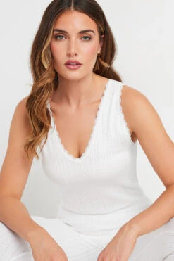 LTS Tall White Thermal Vest Top -Evans Boutique c36e83d4 1117 4c 353986 D