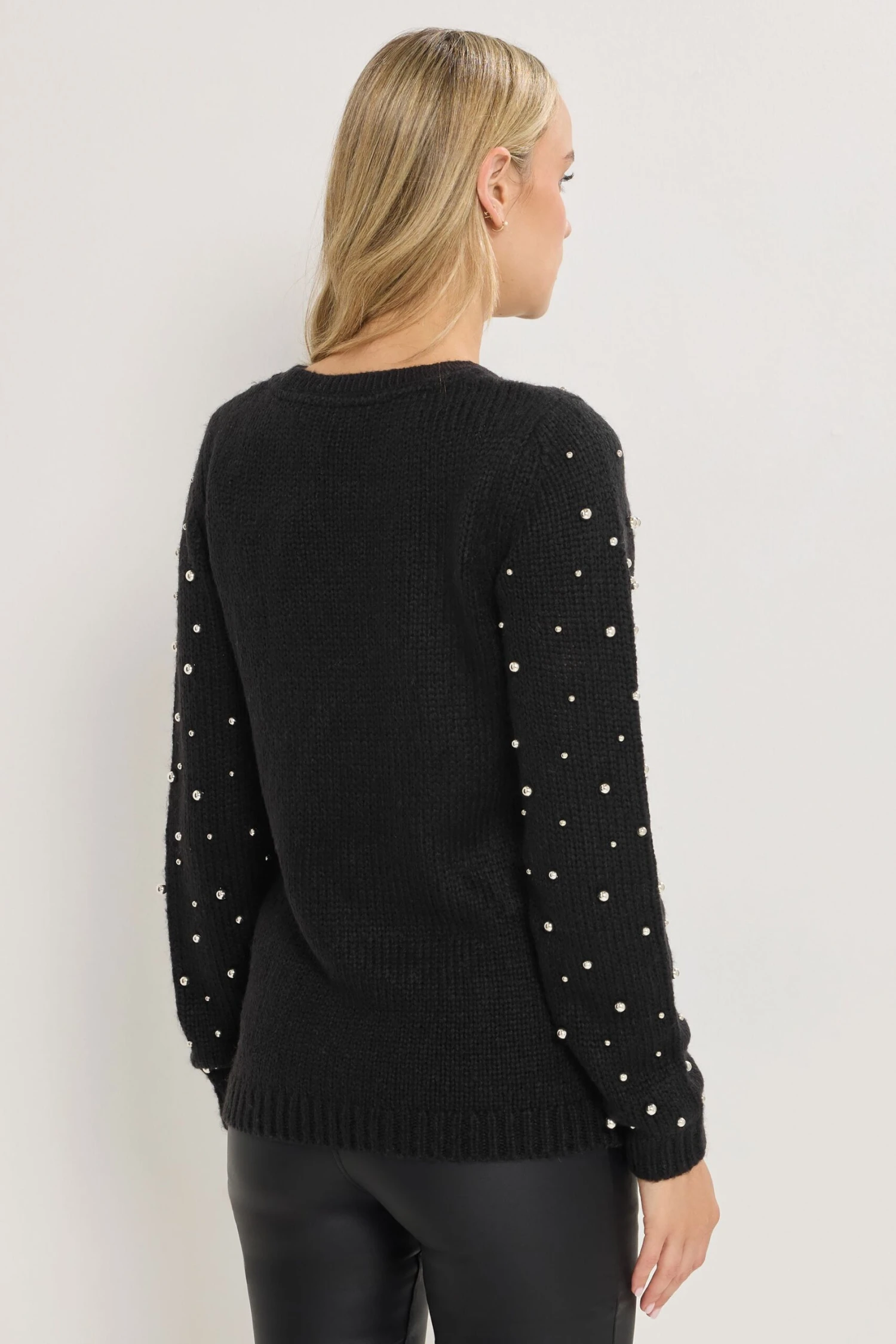 LTS Tall Black Stud Crew Neck Jumper 5 LTS Tall Black Stud Crew Neck Jumper – Image 3