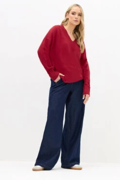 LTS Tall Red Wool V-Neck Jumper 8 LTS Tall Red Wool V-Neck Jumper -Evans Boutique c43623c0 e276 40 356076 B