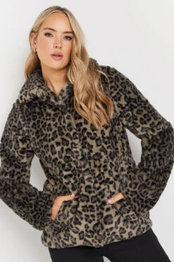 LTS Tall Brown Leopard Print Faux Fur Coat 11 LTS Tall Brown Leopard Print Faux Fur Coat -Evans Boutique c4965b24 b331 43 354093 D