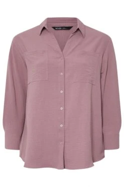 YOURS Curve Chemisier Froissé Mauve Violet -Evans Boutique c4c4c54c cc14 4b 330846 X