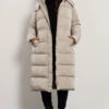 EVANS Curve Natural Brown Maxi Puffer Coat