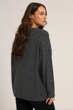 YOURS Curve Pull Gris Orné Sur Le Devant 9 YOURS Curve Pull Gris Orné Sur Le Devant -Evans Boutique c4e3801d bd2c 43 280466 C