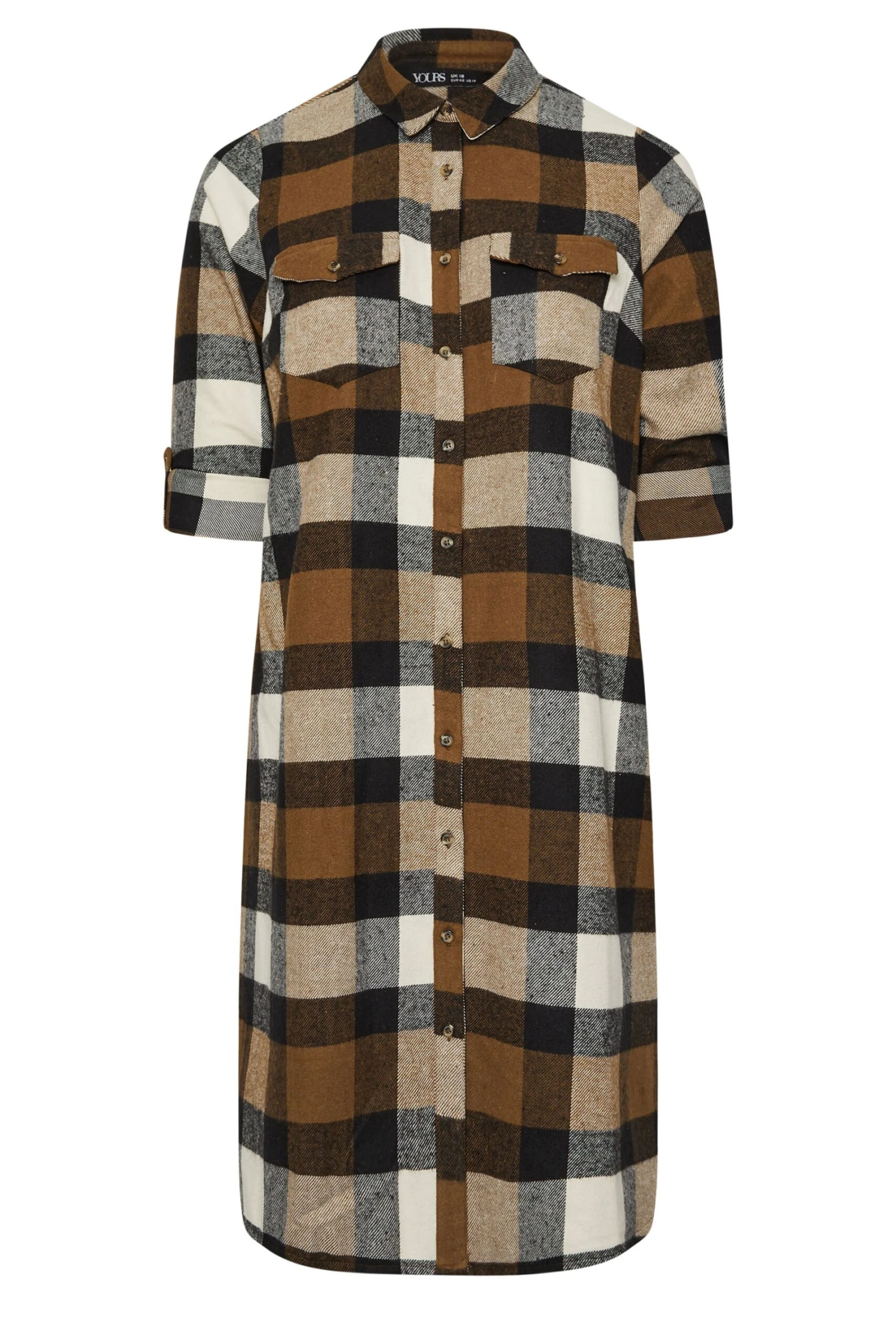 YOURS - Chemisier Marron Maxi à Carreaux 9 YOURS - Chemisier Marron Maxi à Carreaux – Image 7
