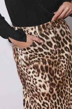 STAR Beige Brown Denim Leopard Print Midi Skirt 14 STAR Beige Brown Denim Leopard Print Midi Skirt -Evans Boutique c5418f68 cc48 4a 110705 E