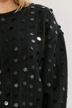 LTS Tall Black Disco Sequin Jumper 10 LTS Tall Black Disco Sequin Jumper -Evans Boutique c59220f4 21b3 4a 356086 D