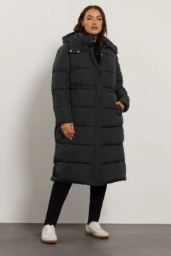 EVANS Curve Black Maxi Puffer Coat