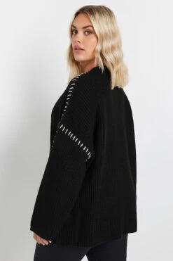 YOURS - Pull Noir Manches Longues Design Couture 10 YOURS - Pull Noir Manches Longues Design Couture -Evans Boutique c5af5e1f 94d7 40 280357 D