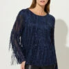 STAR Navy Blue Sequin Tassel Top -Evans Boutique c5c0be08 17f1 4a 110859 A