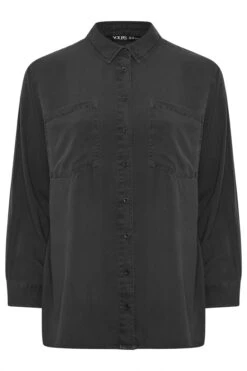 YOURS - Chemisier Noir Délavé Manches Longues 11 YOURS - Chemisier Noir Délavé Manches Longues -Evans Boutique c5f42d3f db86 42 330597 X