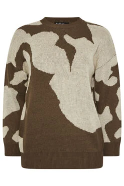 YOURS Curve Pull En Maille Marron à Fleurs Floues -Evans Boutique c5ff8ffd 5147 4b 280520 X