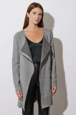 STAR Grey Eyelet Detail Zip Cardigan 18 STAR Grey Eyelet Detail Zip Cardigan -Evans Boutique c64efe43 f448 4b 110610 F