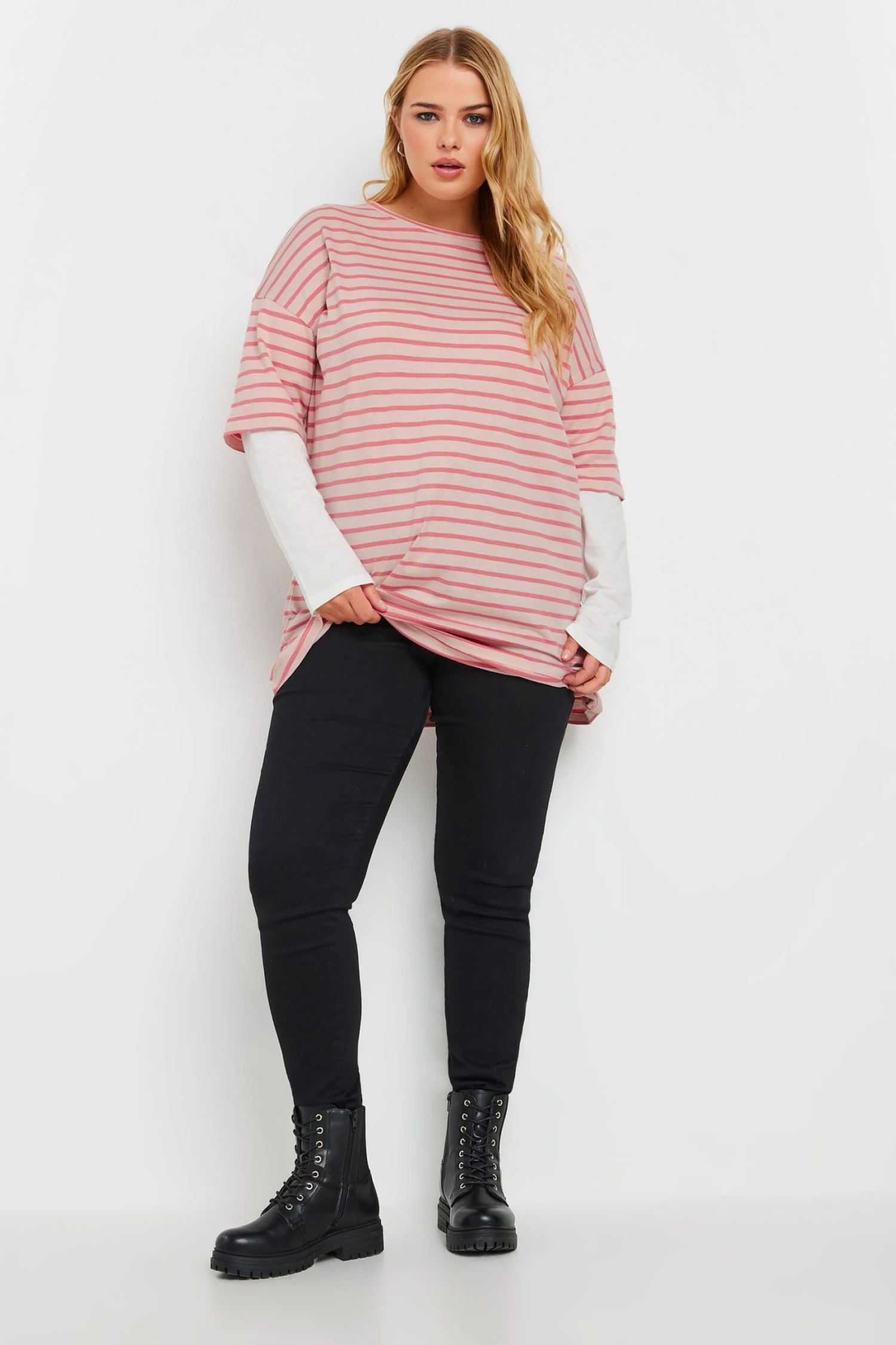 YOURS - Top Manches Longues 2 En 1 Rose Design Rayures 4 YOURS - Top Manches Longues 2 En 1 Rose Design Rayures – Image 2