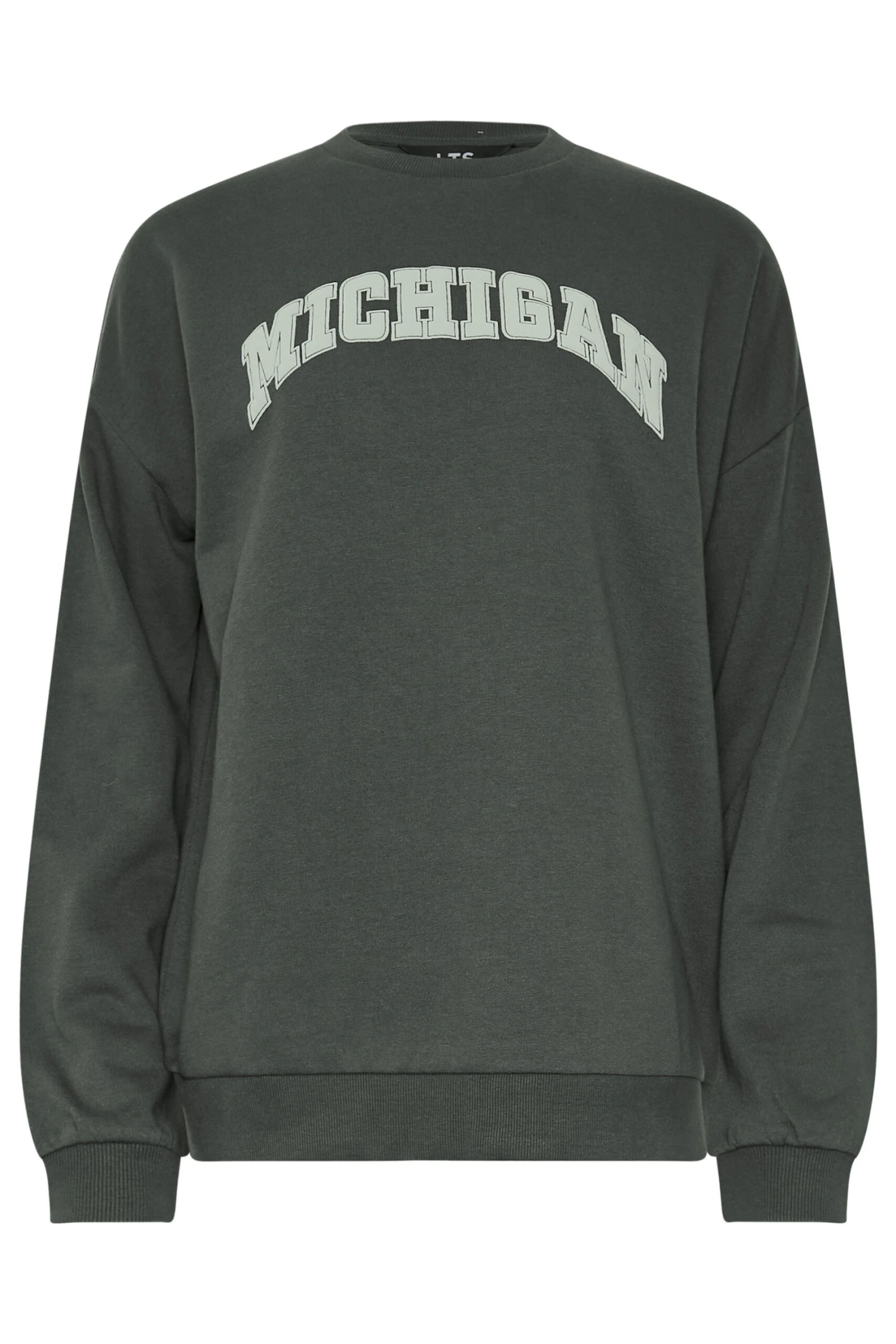 LTS Tall Charcoal Grey 'Michigan' Slogan Sweatshirt 7 LTS Tall Charcoal Grey 'Michigan' Slogan Sweatshirt – Image 5