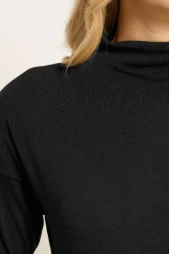 LTS Tall Black Knit Funnel Neck Top -Evans Boutique c70d29ec d04c 49 356932 D