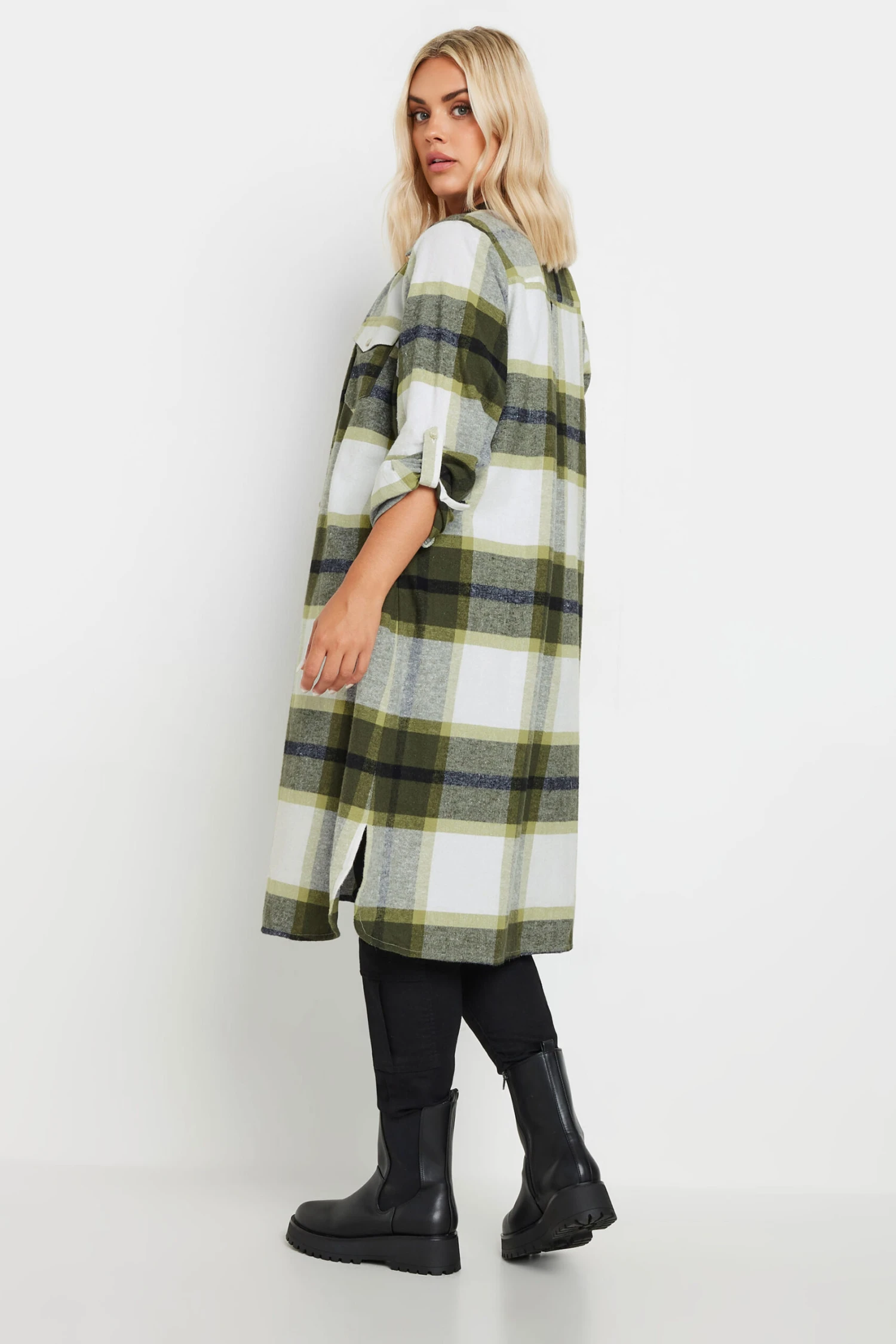YOURS - Chemisier Vert Kaki Maxi à Carreaux 5 YOURS - Chemisier Vert Kaki Maxi à Carreaux – Image 3