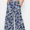 YOURS - Pantalon Bleu Paisley Stretch Wide Leg 1 YOURS - Pantalon Bleu Paisley Stretch Wide Leg -Evans Boutique c71bebcf deee 40 143735 A