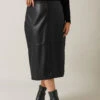 EVANS Curve Black Faux Leather Skirt