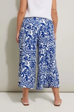 YOURS - Pantalon Jupe-Culotte Bleu Roi Abstrait Floral -Evans Boutique c79134b0 ba4d 40 145277 C