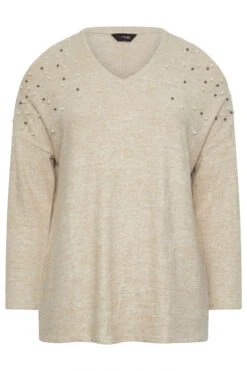 YOURS - Top Crème Épaules Ajourées Design à Perles -Evans Boutique c7b82982 c77f 45 302776 X