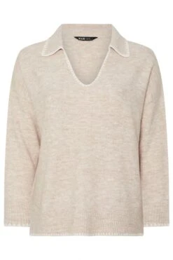 YOURS Curve Pull à Col En Point De Couverture Marron Naturel -Evans Boutique c7bdbdcf 018e 4f 280643 X