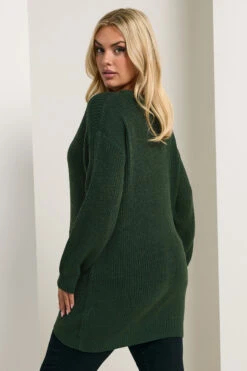 YOURS - Pull En Maille Essentiel Vert Foncé -Evans Boutique c7f1412b 2883 42 280619 C