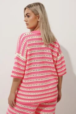 LIMITED COLLECTION - Chemisier Rose & Crème Crochet -Evans Boutique c805ad6d f894 49 216655 D