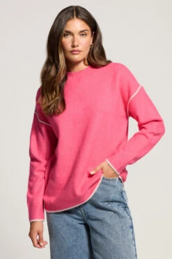 LTS Tall Pink Contrast Piping Jumper