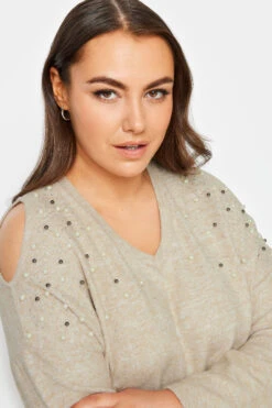 YOURS - Top Crème Épaules Ajourées Design à Perles -Evans Boutique c8e92010 70cb 4b 302776 D