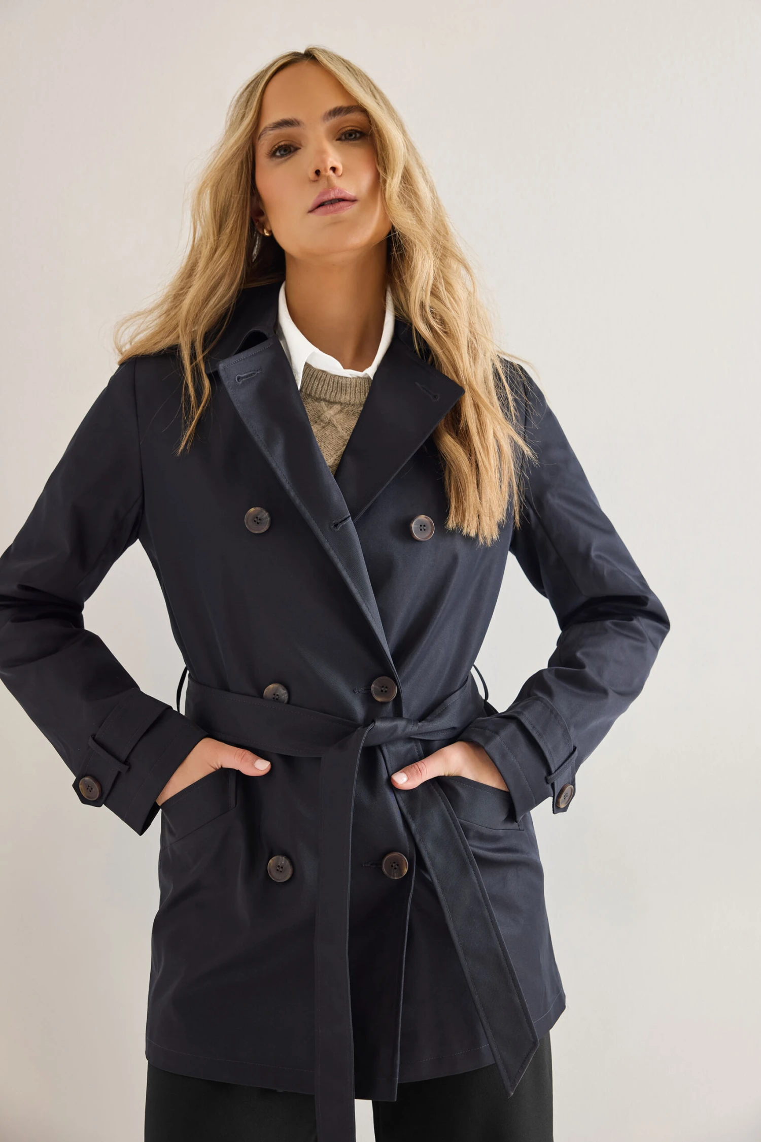 LTS Tall Navy Blue Lined Trench Coat 3 LTS Tall Navy Blue Lined Trench Coat