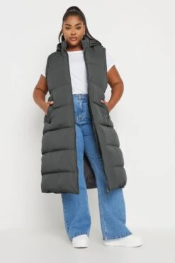 YOURS - Doudoune Grise Longue 2 En 1 Molletonnée -Evans Boutique c916ab48 07f2 49 120905 B1