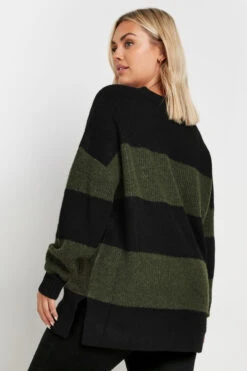 YOURS - Pull Noir & Vert Kaki En Maille à Rayures 11 YOURS - Pull Noir & Vert Kaki En Maille à Rayures -Evans Boutique c91ca268 6cab 4e 280343 D