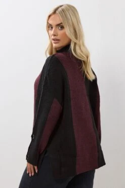 YOURS - Pull Bicolore Noir & Bordeaux 9 YOURS - Pull Bicolore Noir & Bordeaux -Evans Boutique c95e8306 422d 42 280341 C