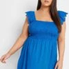 YOURS - Top Bleu Roi Smocké Broderie Anglaise -Evans Boutique c980ade3 4826 45 321694 A